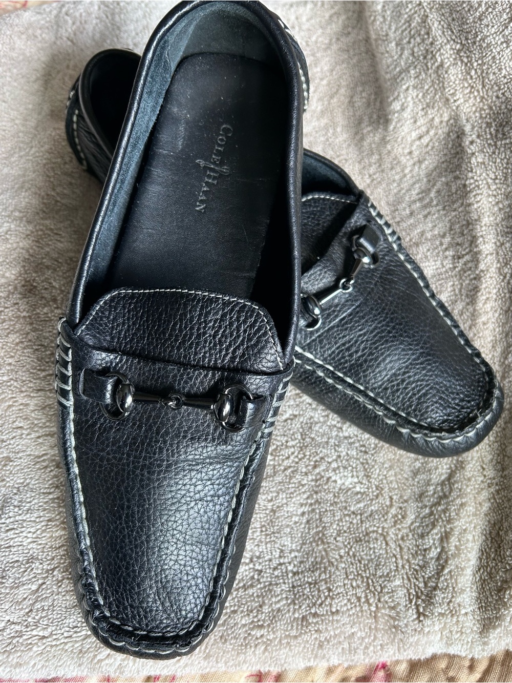 Cole Haan Black Leather Horsebit Driving Loafers 7.5B